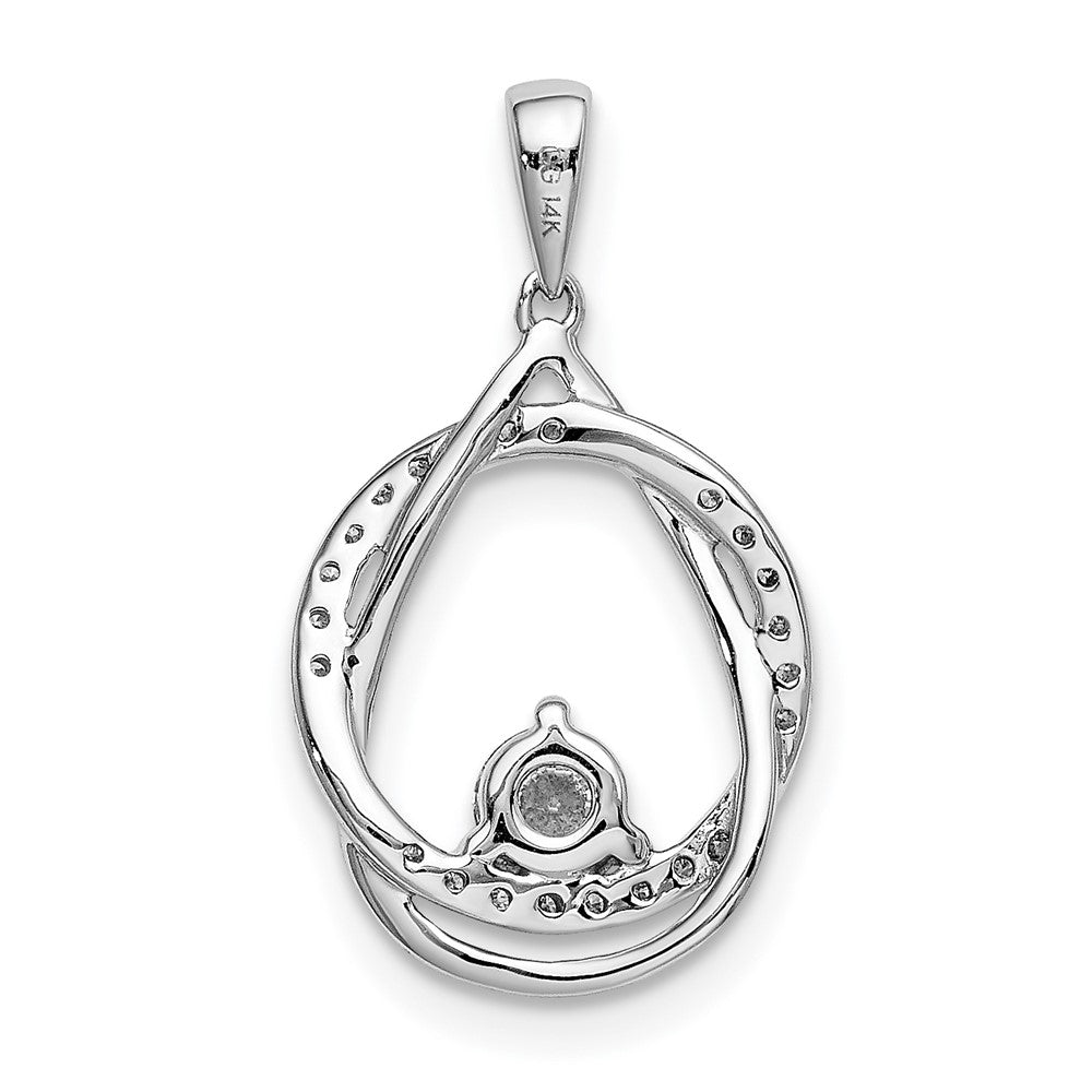 14K White Gold Lab Grown VS/SI FGH Dia Fancy Circle and Teardrop Pendant