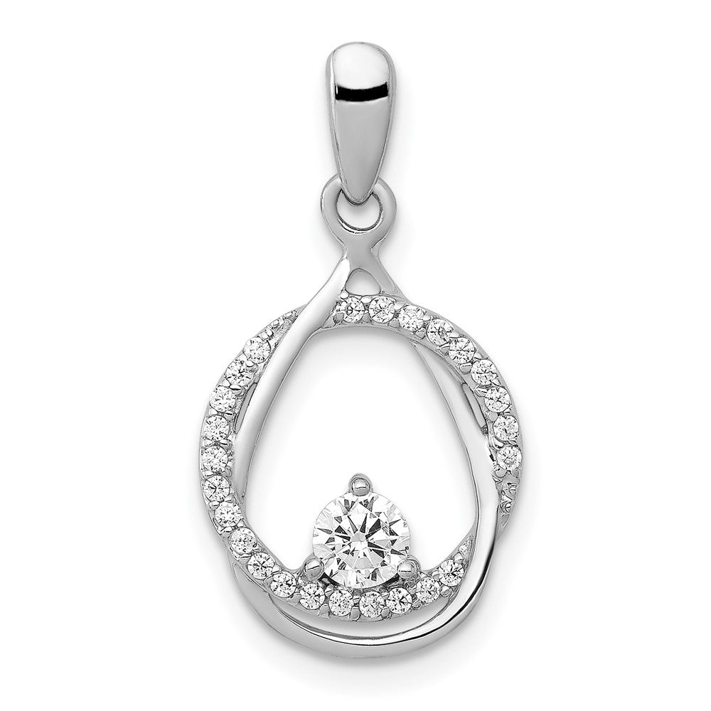 14K White Gold Lab Grown VS/SI FGH Dia Fancy Circle and Teardrop Pendant