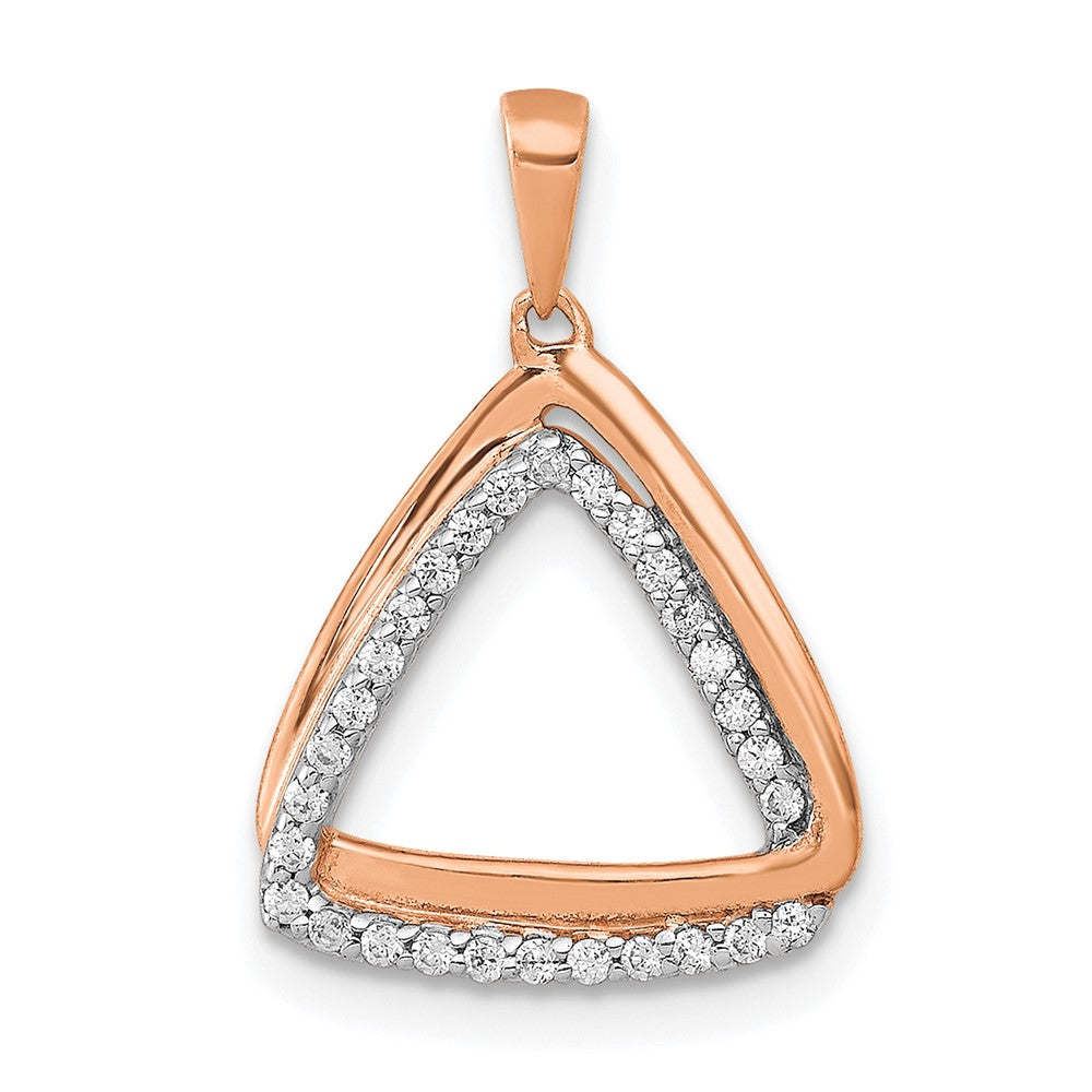 14K Rose Gold Lab Grown VS/SI FGH Dia Double Triangle Pendant