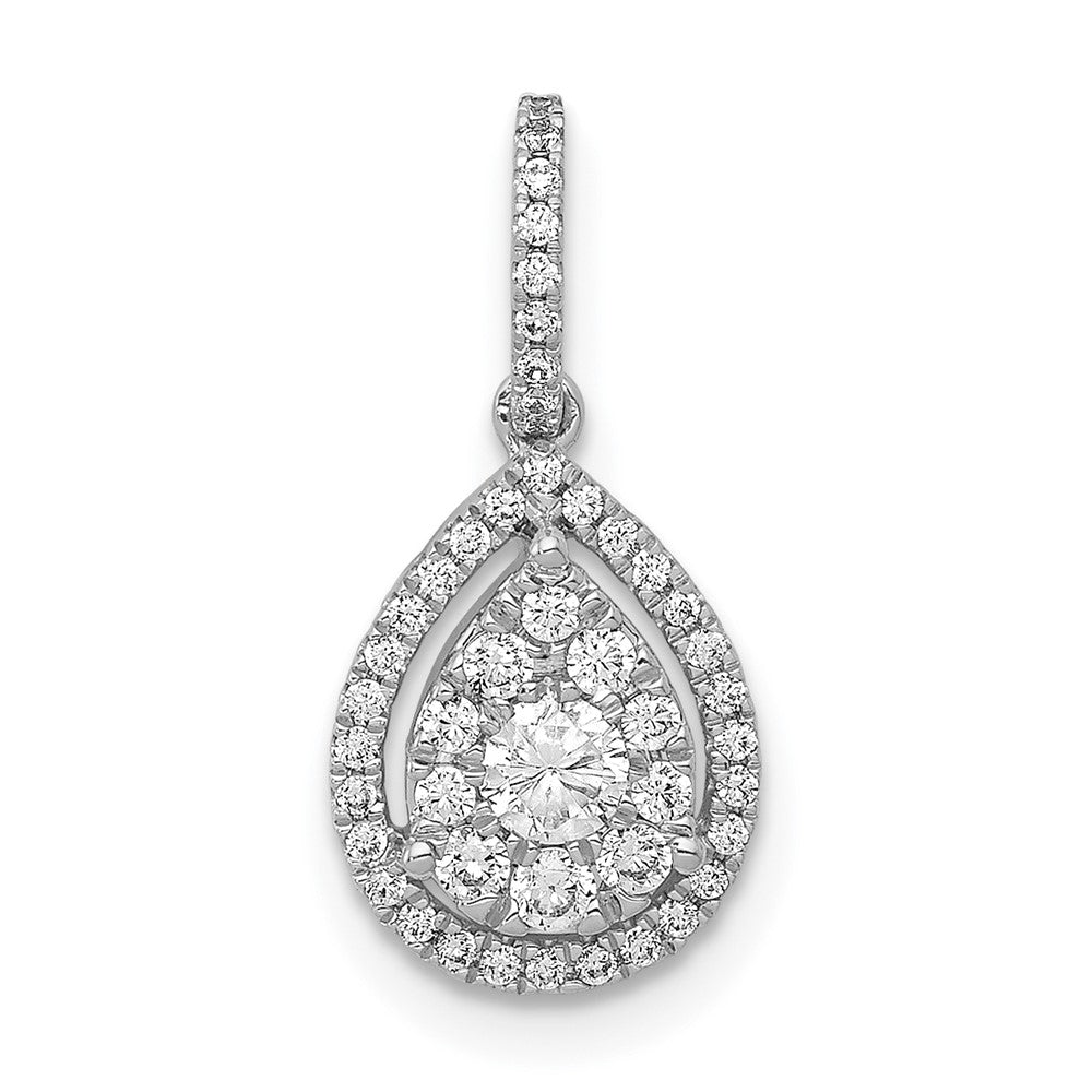 14K White Gold Lab Grown VS/SI FGH Dia Teardrop Pendant