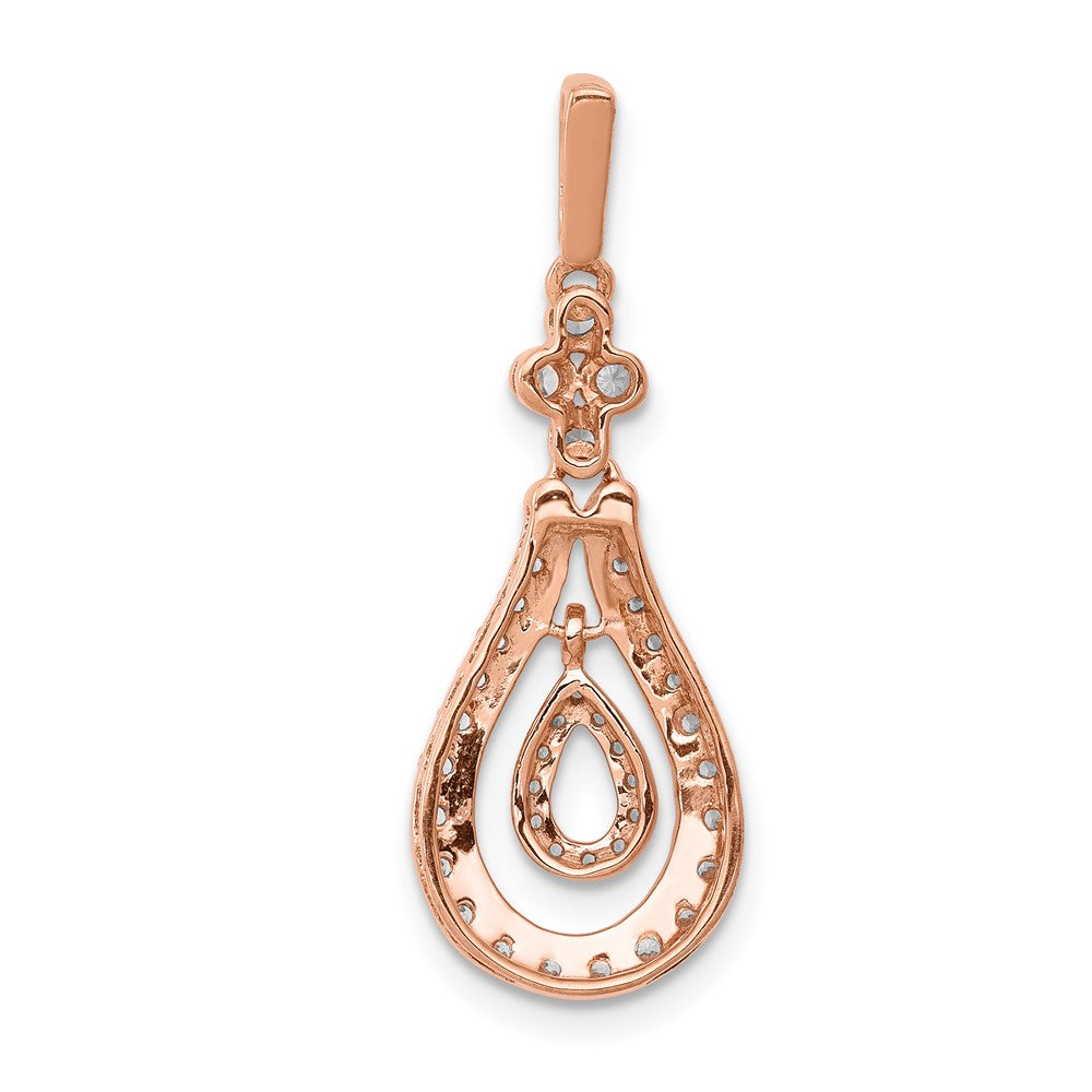 14K Rose Gold Lab Grown VS/SI FGH Dia Double Teardrop Dangle Pendant