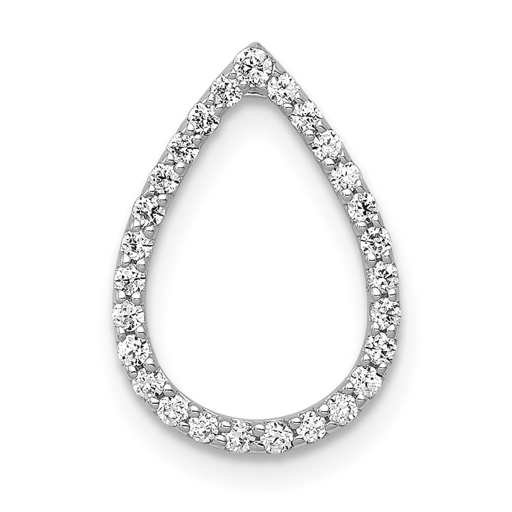 14K White Gold Lab Grown VS/SI FGH Dia Teardrop Chain Slide