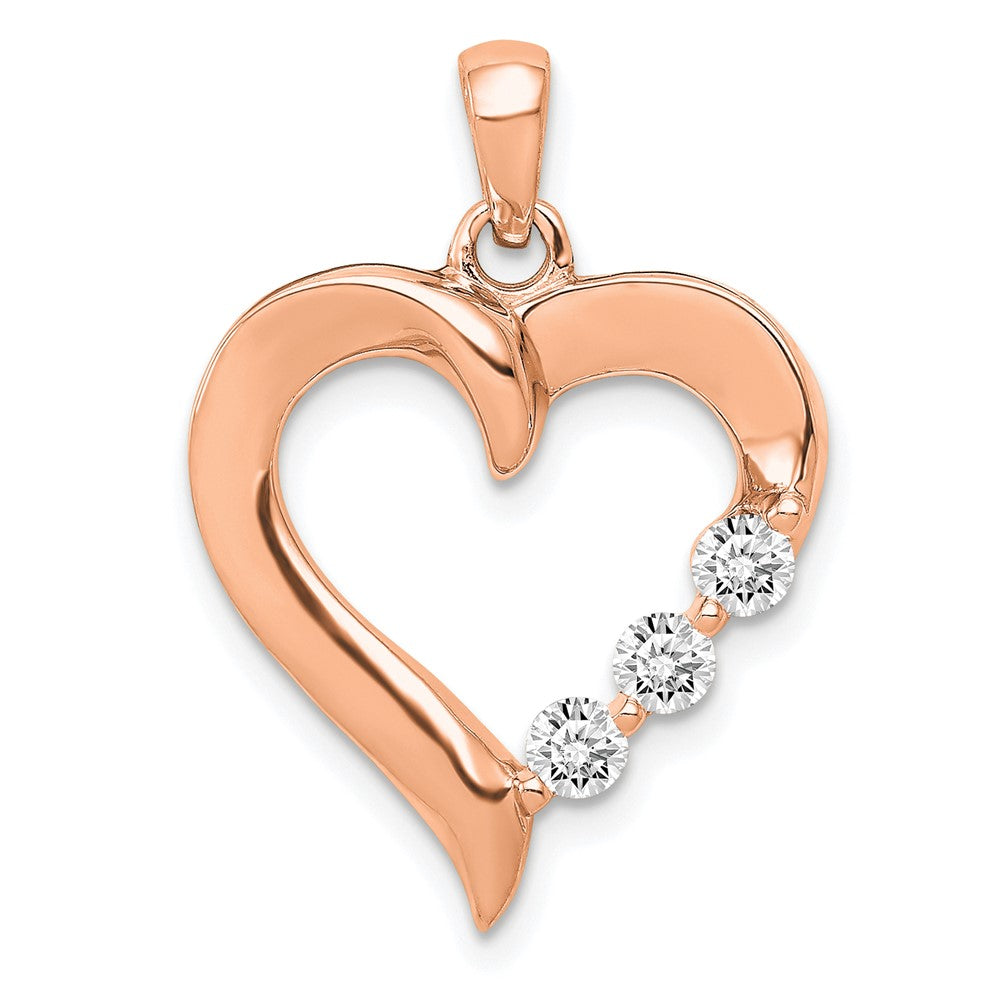 14K Rose Gold Lab Grown Diamond VS/SI FGH 3-Stone Heart Pendant