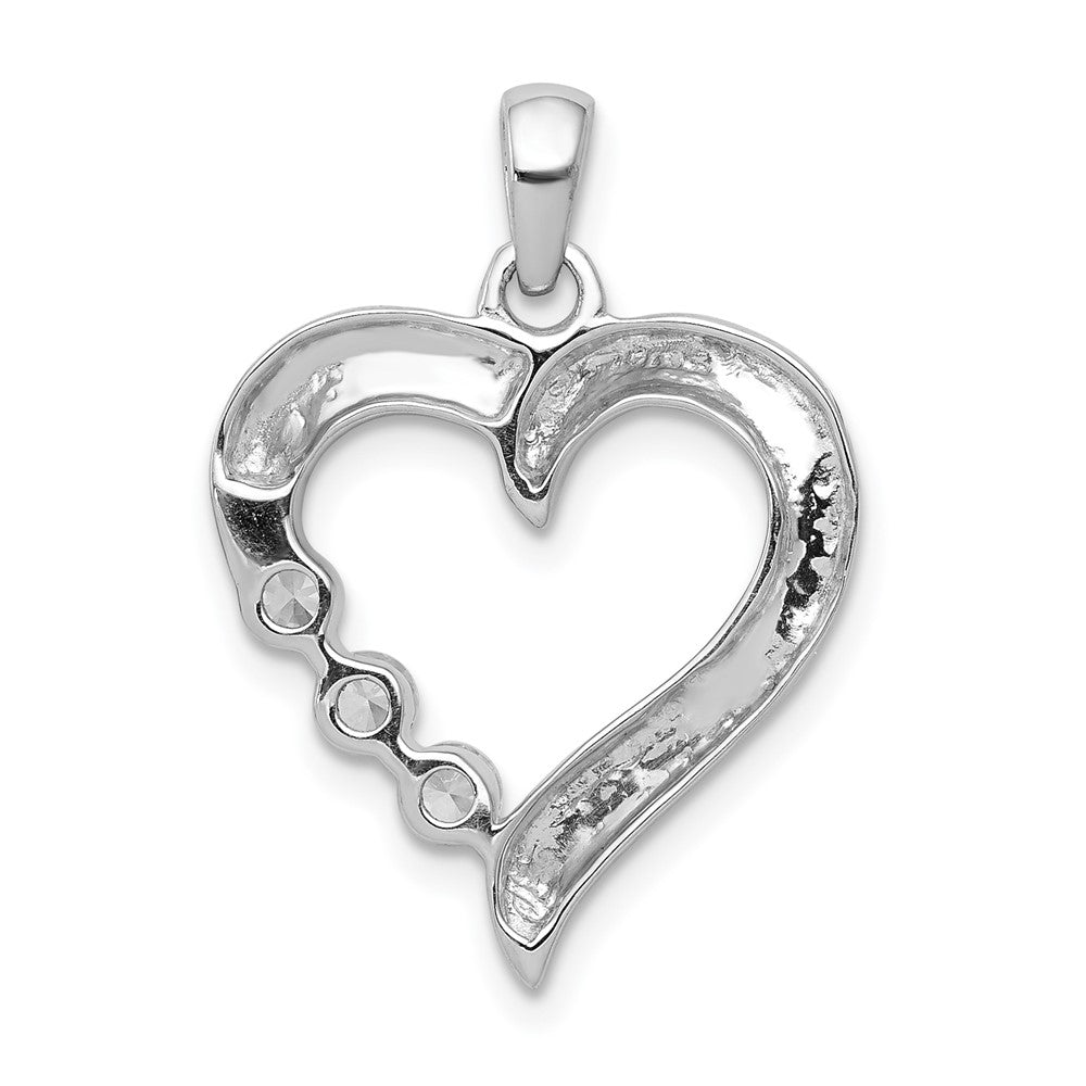 14K White Gold Lab Grown Diamond VS/SI FGH 3-Stone Heart Pendant