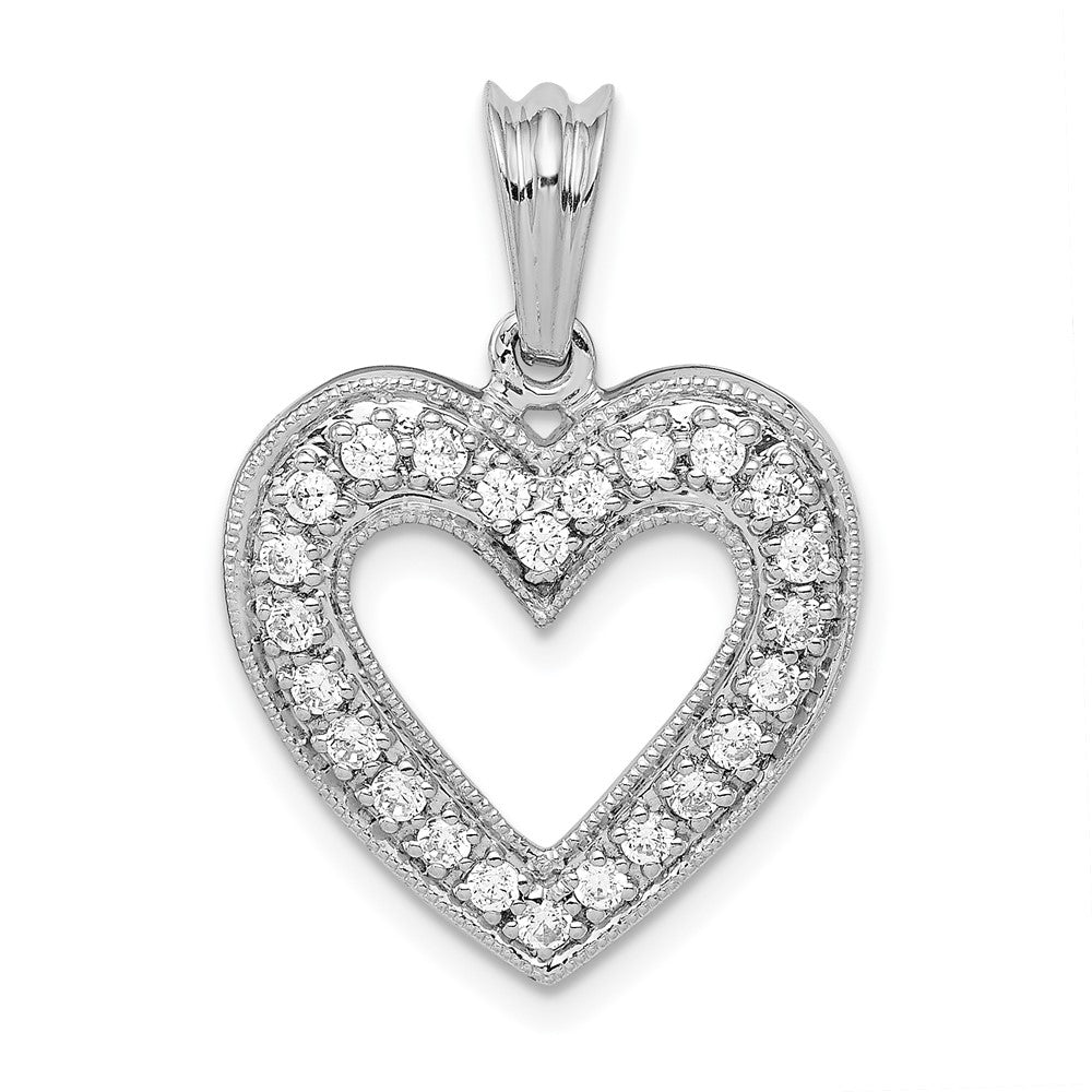 14K White Gold Lab Grown Diamond VS/SI FGH Heart Pendant