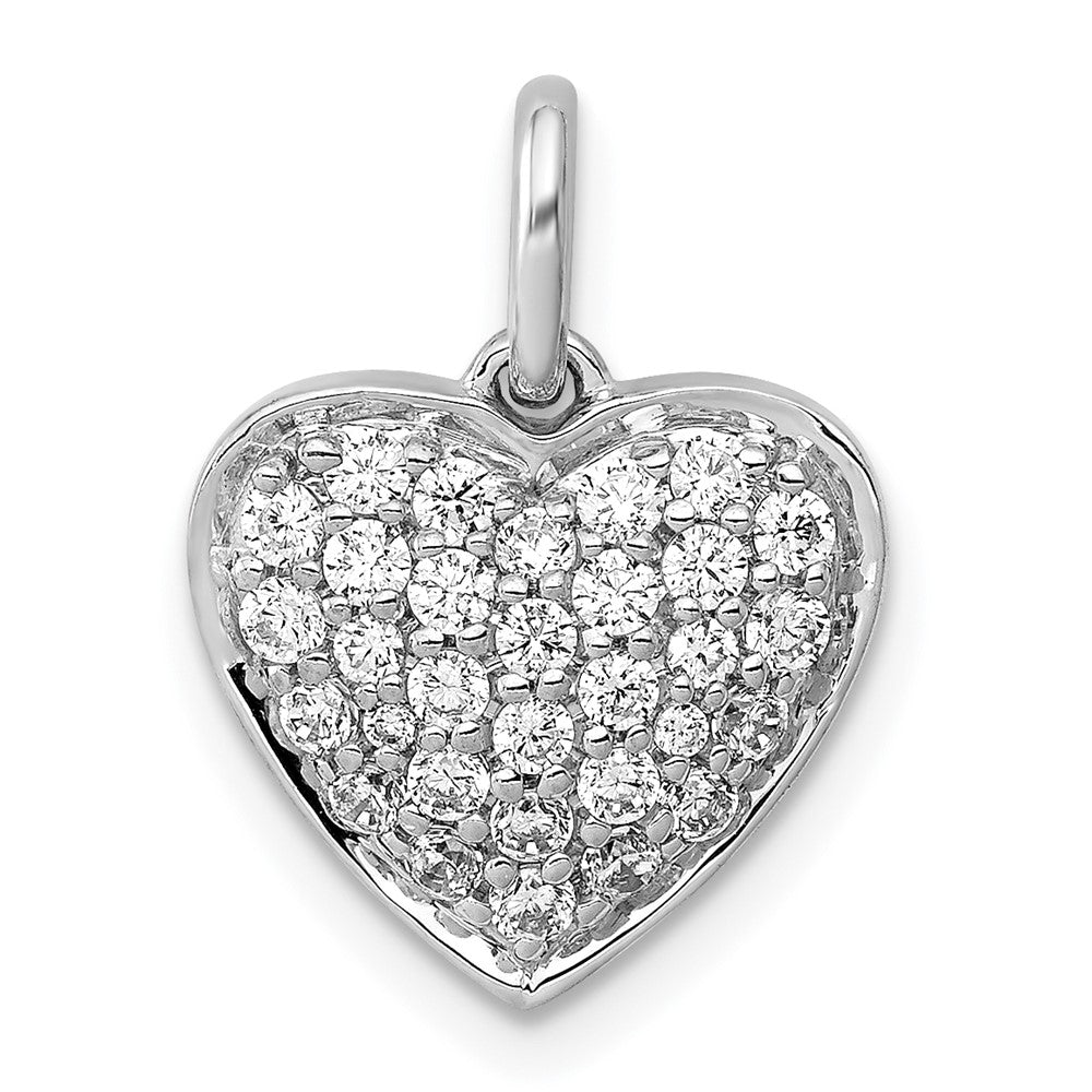 14K White Gold Lab Grown VS/SI FGH Dia Cluster Heart Pendant