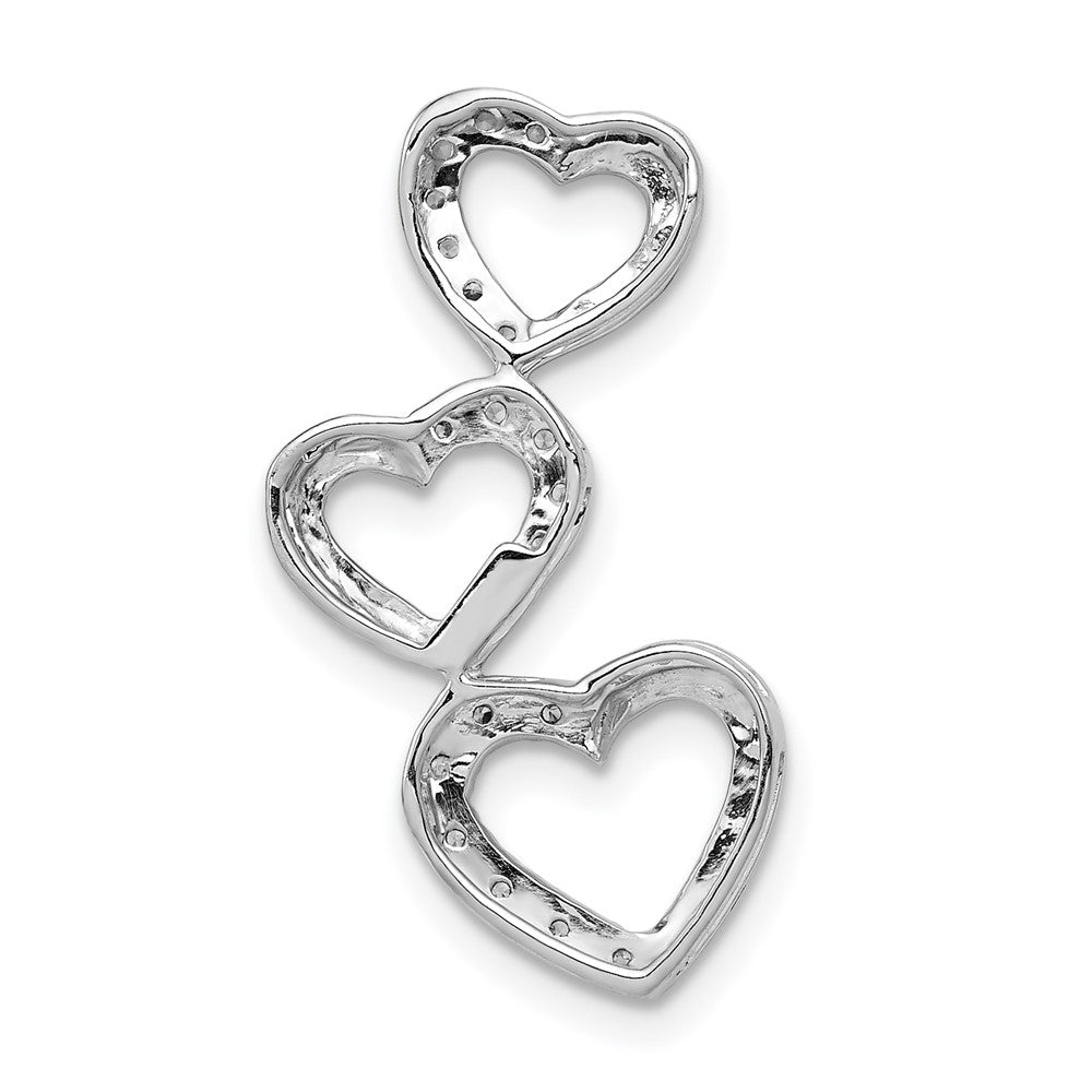 14K White Gold Lab Grown VS/SI FGH Dia Triple Heart Chain Slide