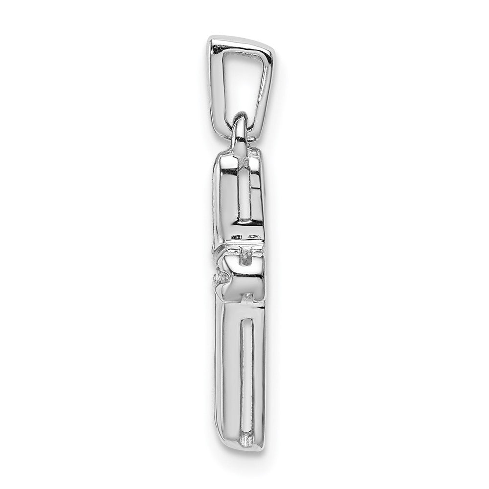 14K White Gold Lab Grown VS/SI FGH Dia Latin Cross Pendant