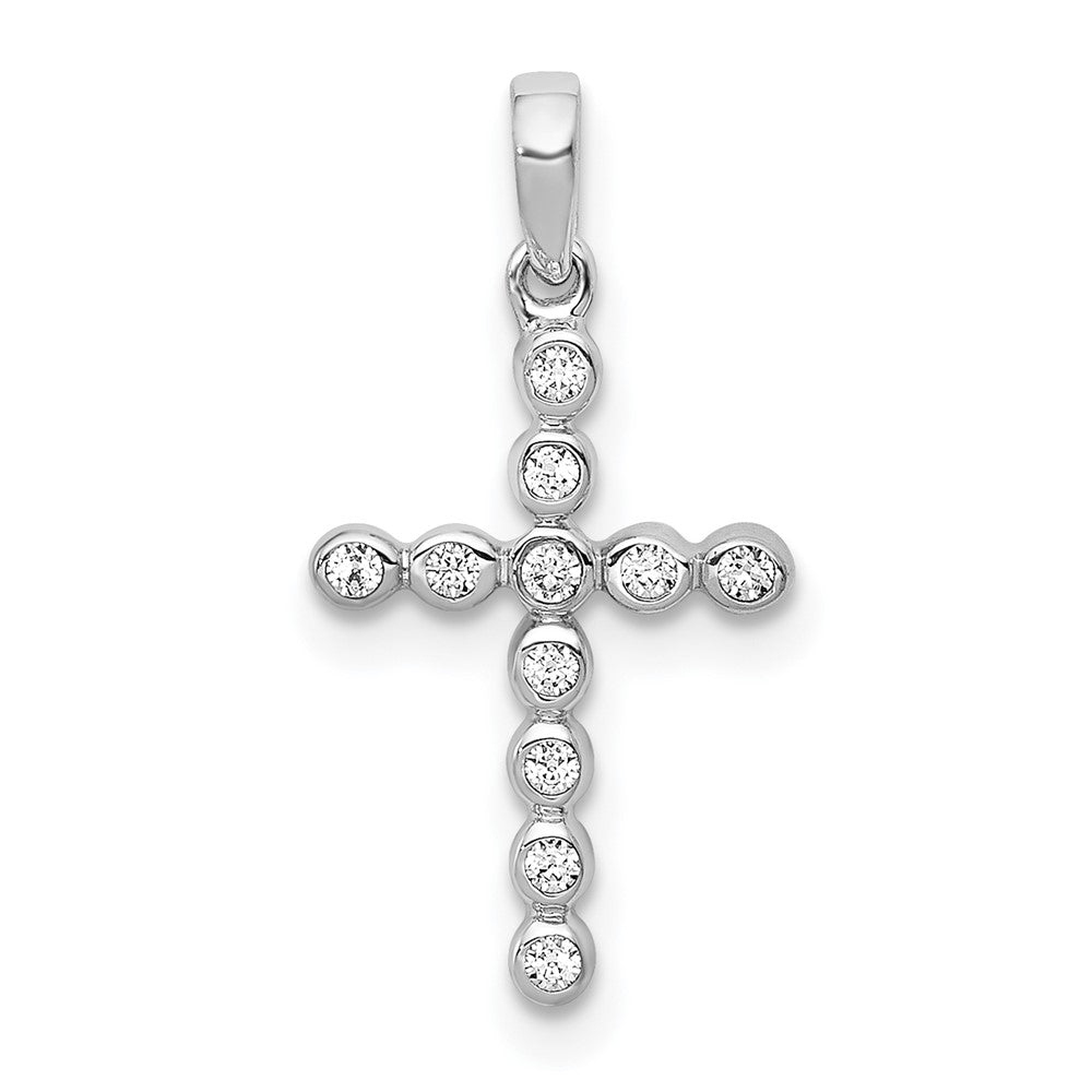 14K White Gold Lab Grown VS/SI FGH Dia Cross Pendant