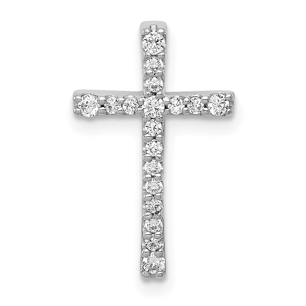 14K White Gold Lab Grown VS/SI FGH Dia Latin Cross Chain Slide