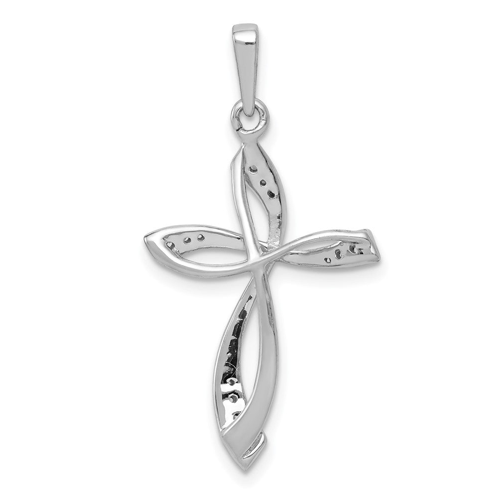 14K White Gold Lab Grown VS/SI FGH Dia Cross Pendant