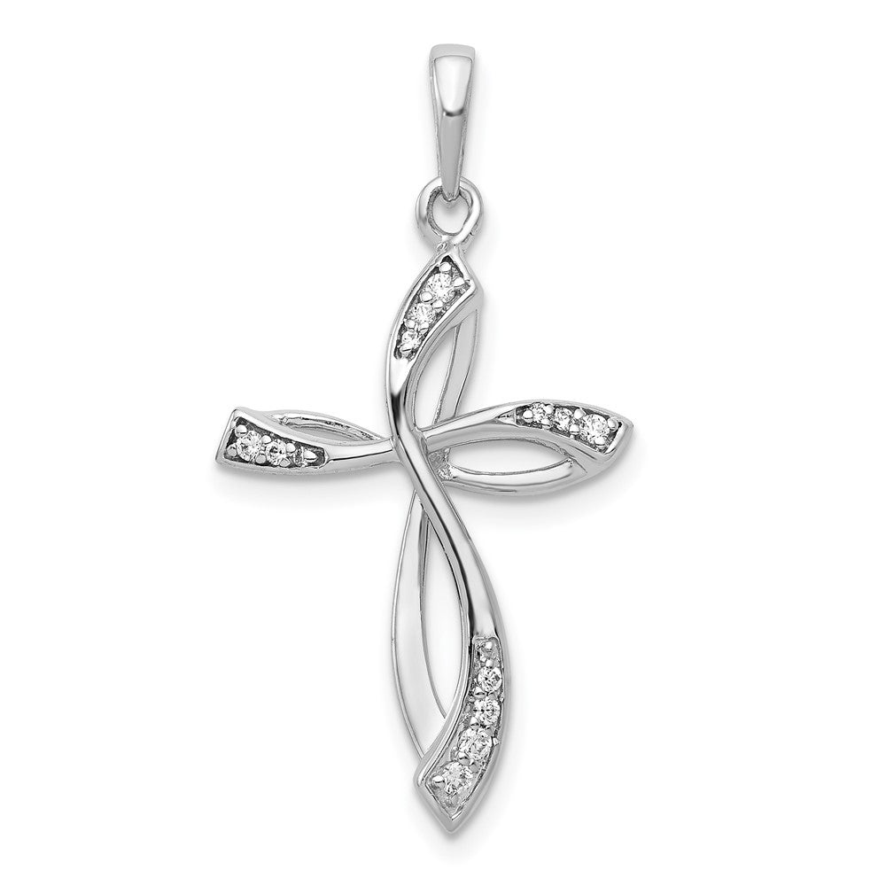 14K White Gold Lab Grown VS/SI FGH Dia Cross Pendant