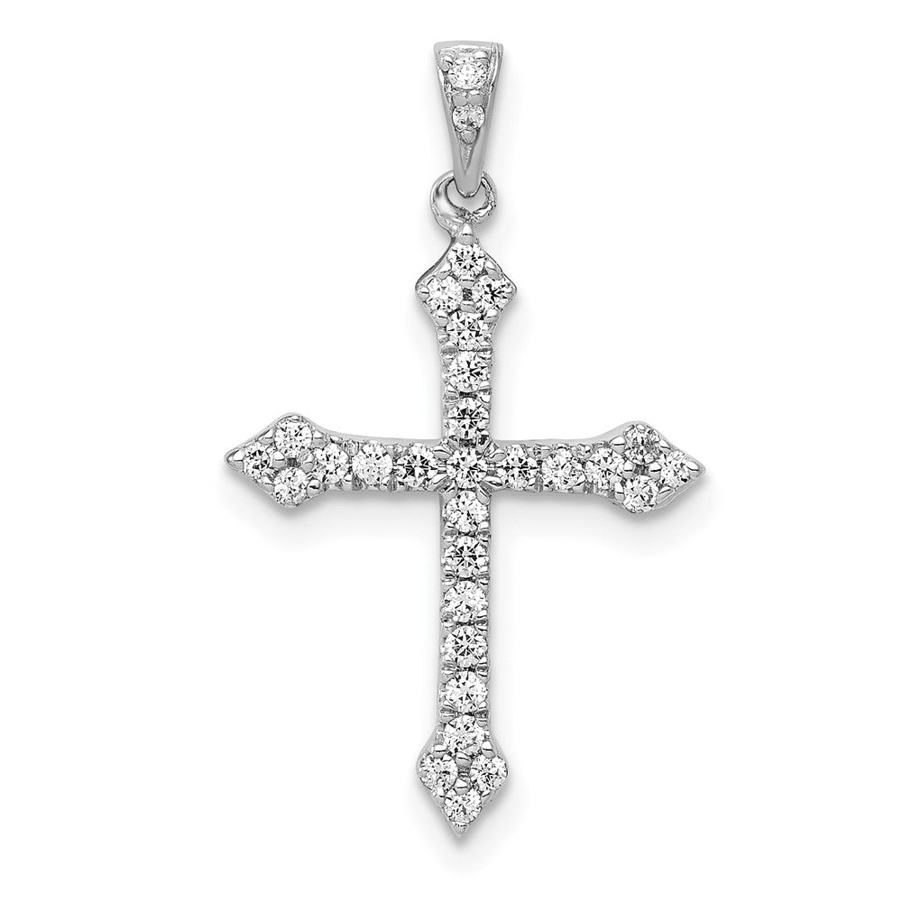 14K White Gold Lab Grown VS/SI FGH Dia Cross Pendant