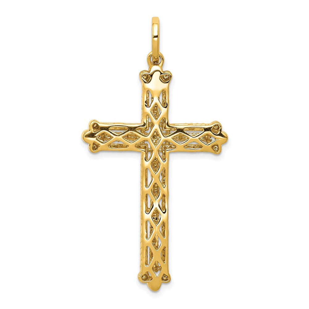 14K Lab Grown VS/SI FGH Dia Budded Cross Pendant