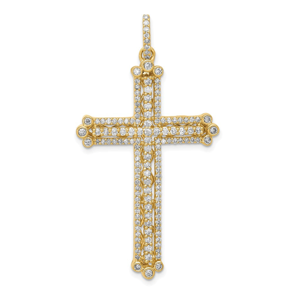 14K Lab Grown VS/SI FGH Dia Budded Cross Pendant