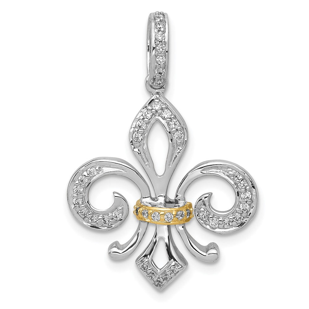 14K Two-Tone Lab Grown VS/SI FGH Dia Fleur De Lis Pendant