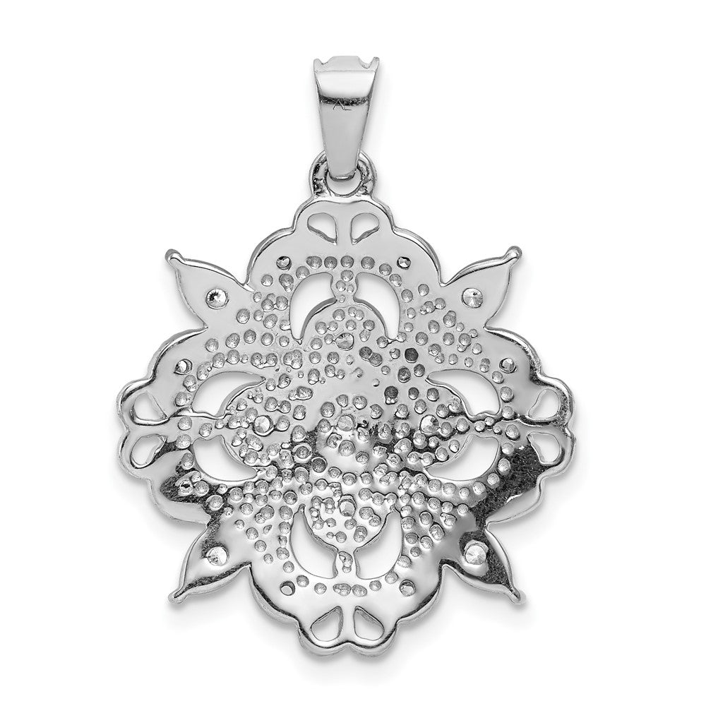 14K White Gold Lab Grown Diamond VS/SI FGH Filigree Pendant