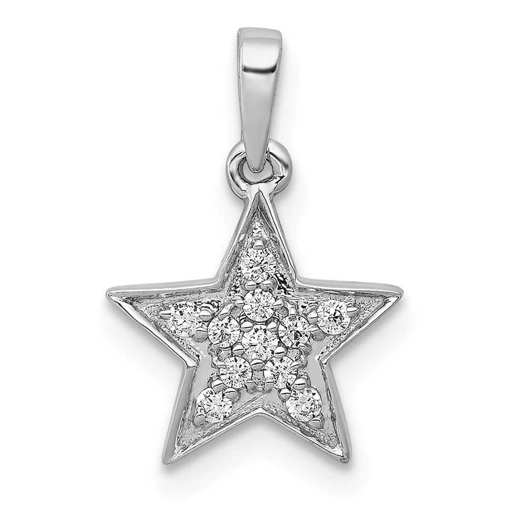 14K White Gold Lab Grown VS/SI FGH Dia Cluster Star Pendant