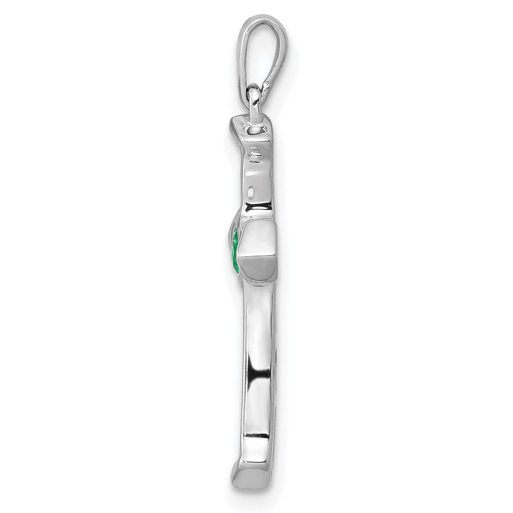 14K White Gold Lab Grown Diamond VS/SI FGH & Cr Emerald Cross Pendan