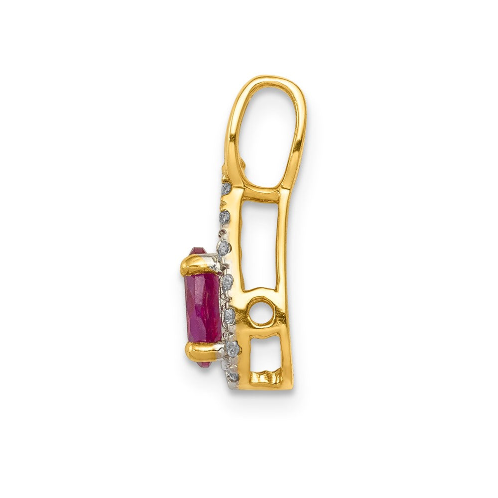 14K Lab Grown VS/SI FGH Dia and Created Ruby Pendant