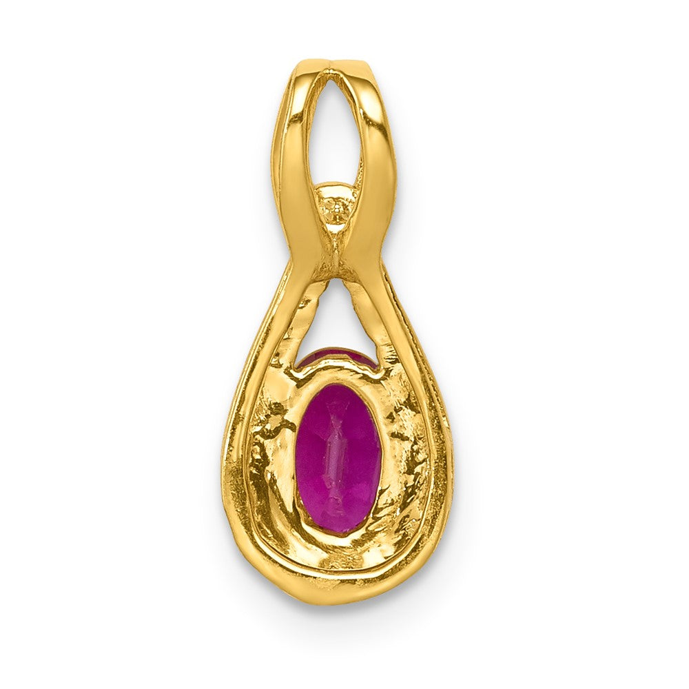 14K Lab Grown VS/SI FGH Dia and Created Ruby Pendant