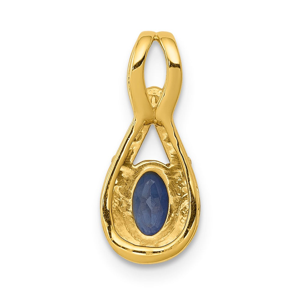 14K Lab Grown VS/SI FGH Dia and Created Blue Sapphire Halo Pendant