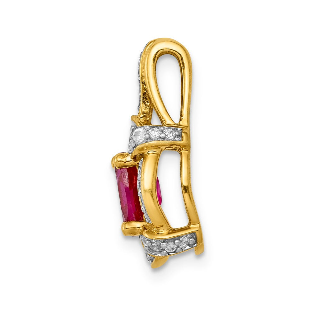 14K Lab Grown VS/SI FGH Dia and Created Ruby Pendant