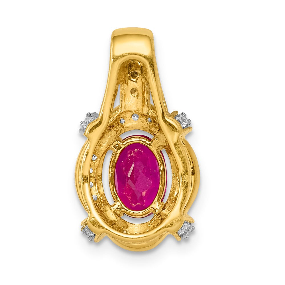 14K Lab Grown VS/SI FGH Dia and Created Ruby Pendant