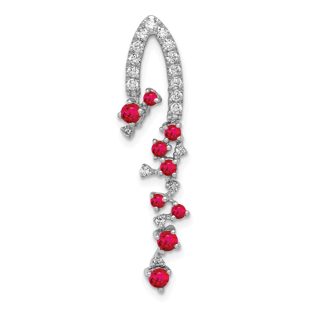 14K White Gold Lab Grown Diamond VS/SI FGH & Created Ruby Pendant