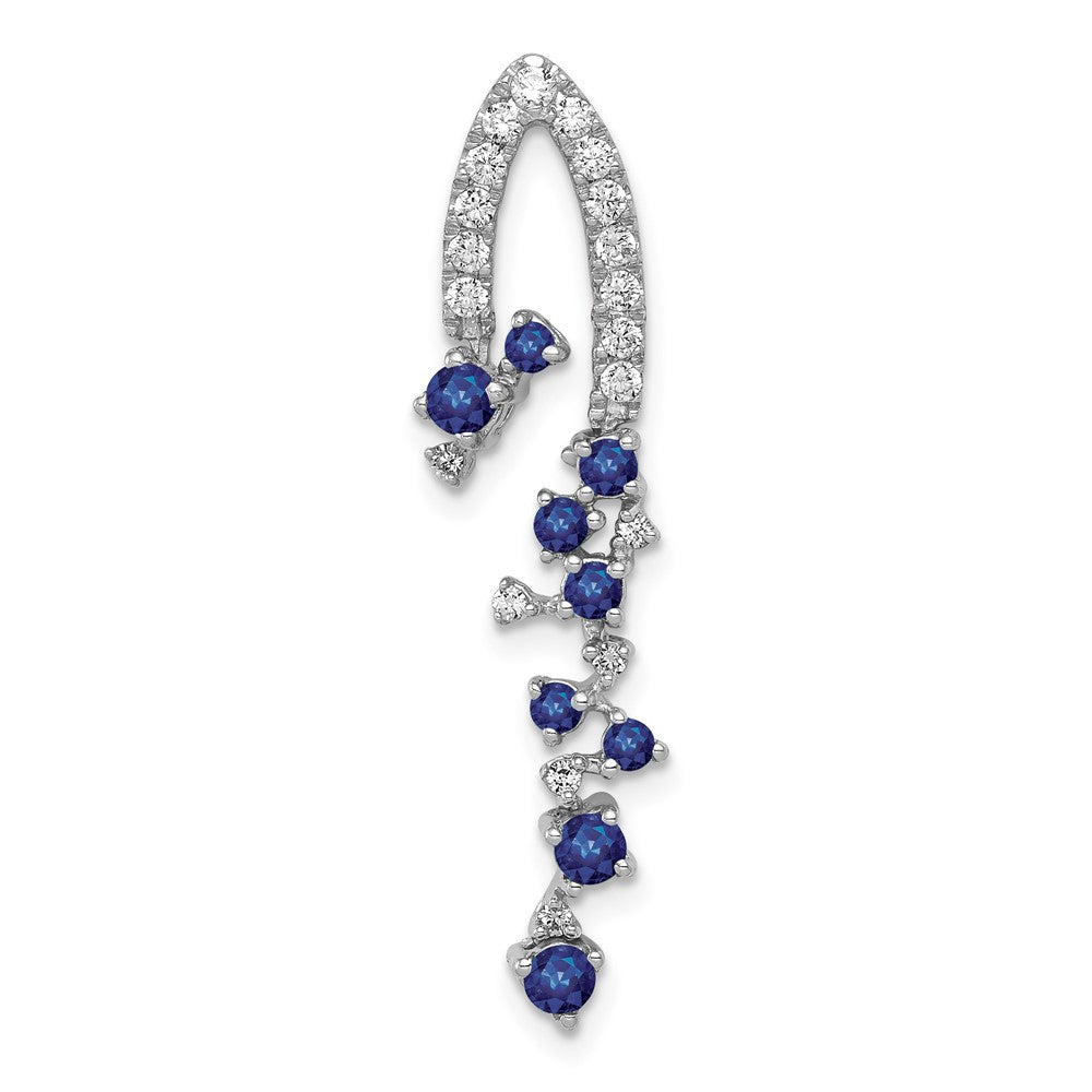 14K White Gold Lab Grown Diamond VS/SI FGH & Created Sapphire Pendan