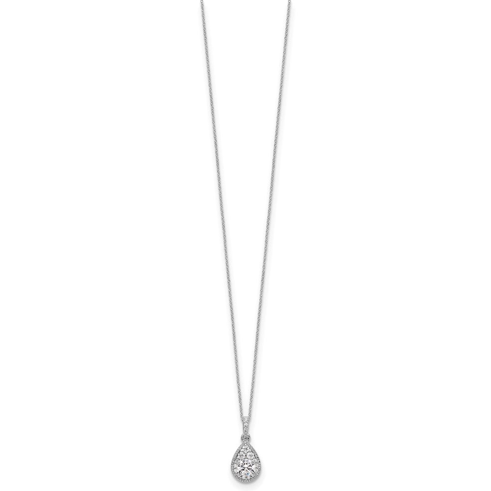 14k White Gold Teardrop Complete Lab Grown VS/SI FGH Dia Pendant w/ chain