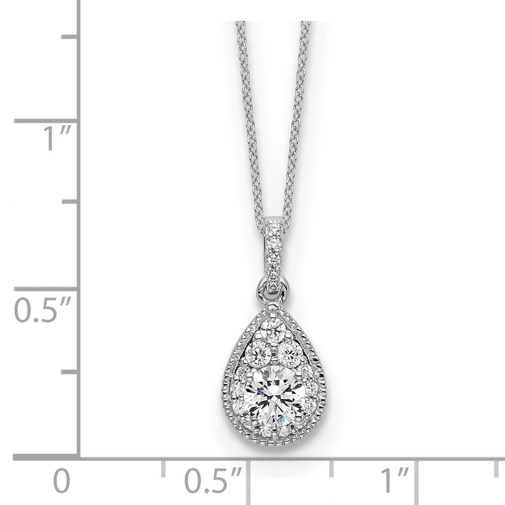 14k White Gold Teardrop Complete Lab Grown VS/SI FGH Dia Pendant w/ chain