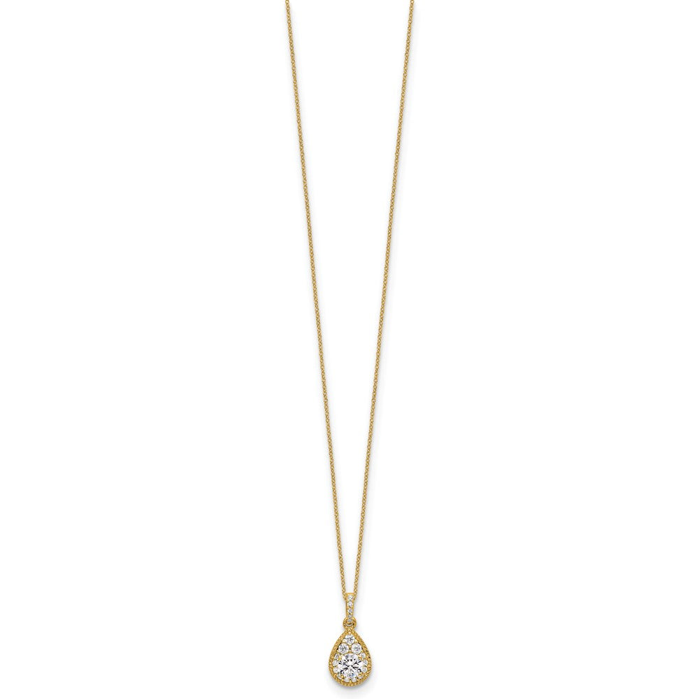 14K Teardrop Complete Lab Grown VS/SI Dia Pendant Necklace