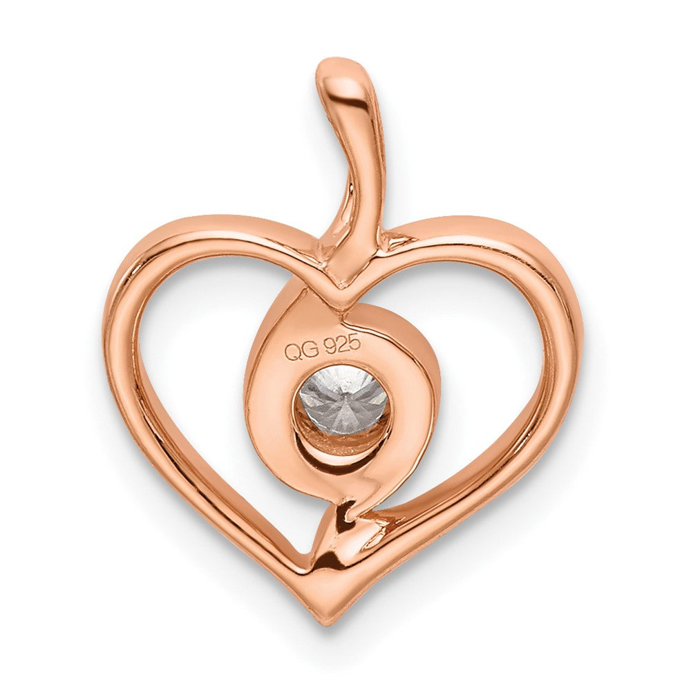 14K Rose Gold Lab Grown Diamond VS/SI FGH Bezel Open Heart Pendant