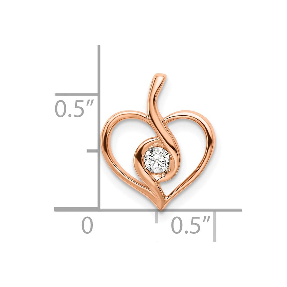 14K Rose Gold Lab Grown Diamond VS/SI FGH Bezel Open Heart Pendant