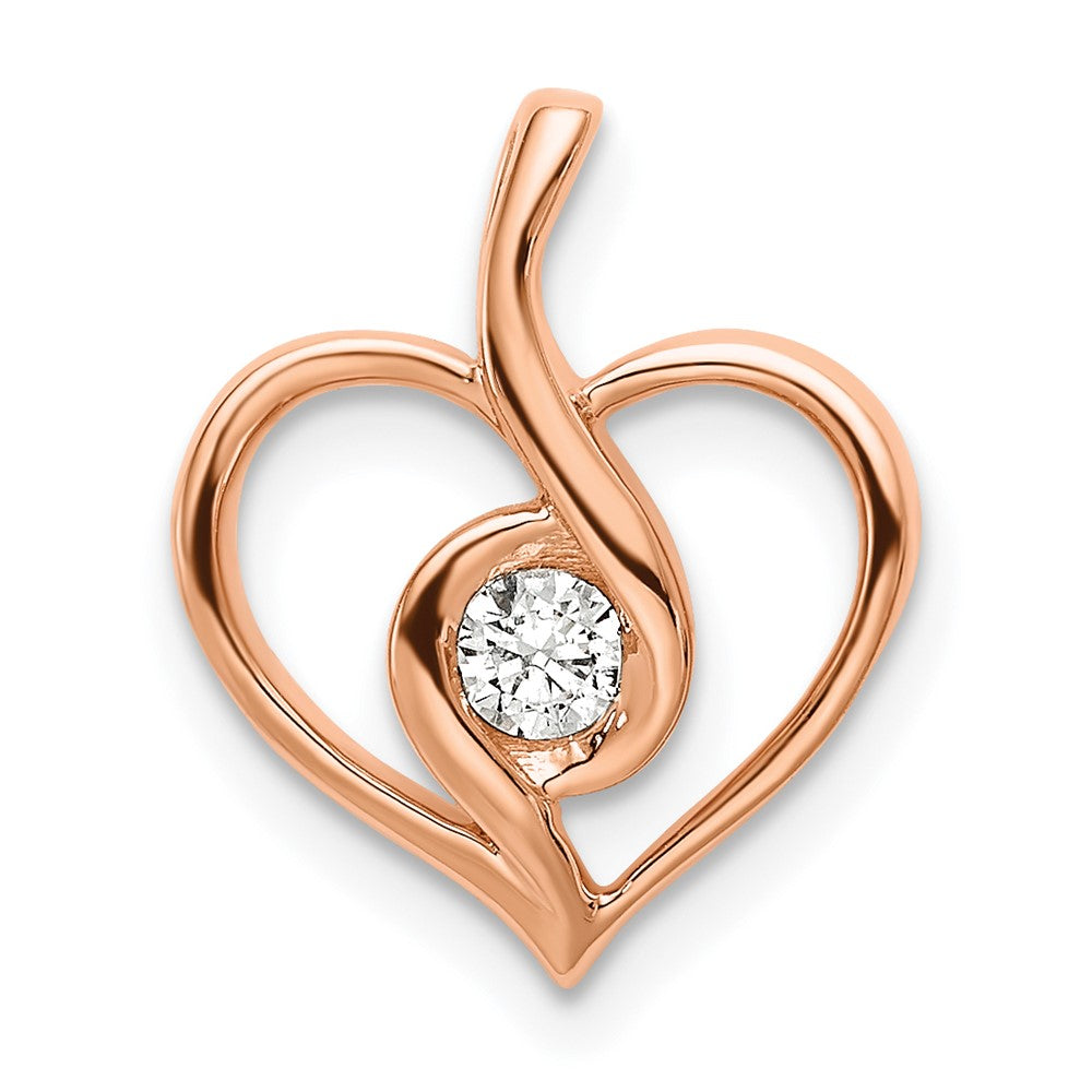 14K Rose Gold Lab Grown Diamond VS/SI FGH Bezel Open Heart Pendant