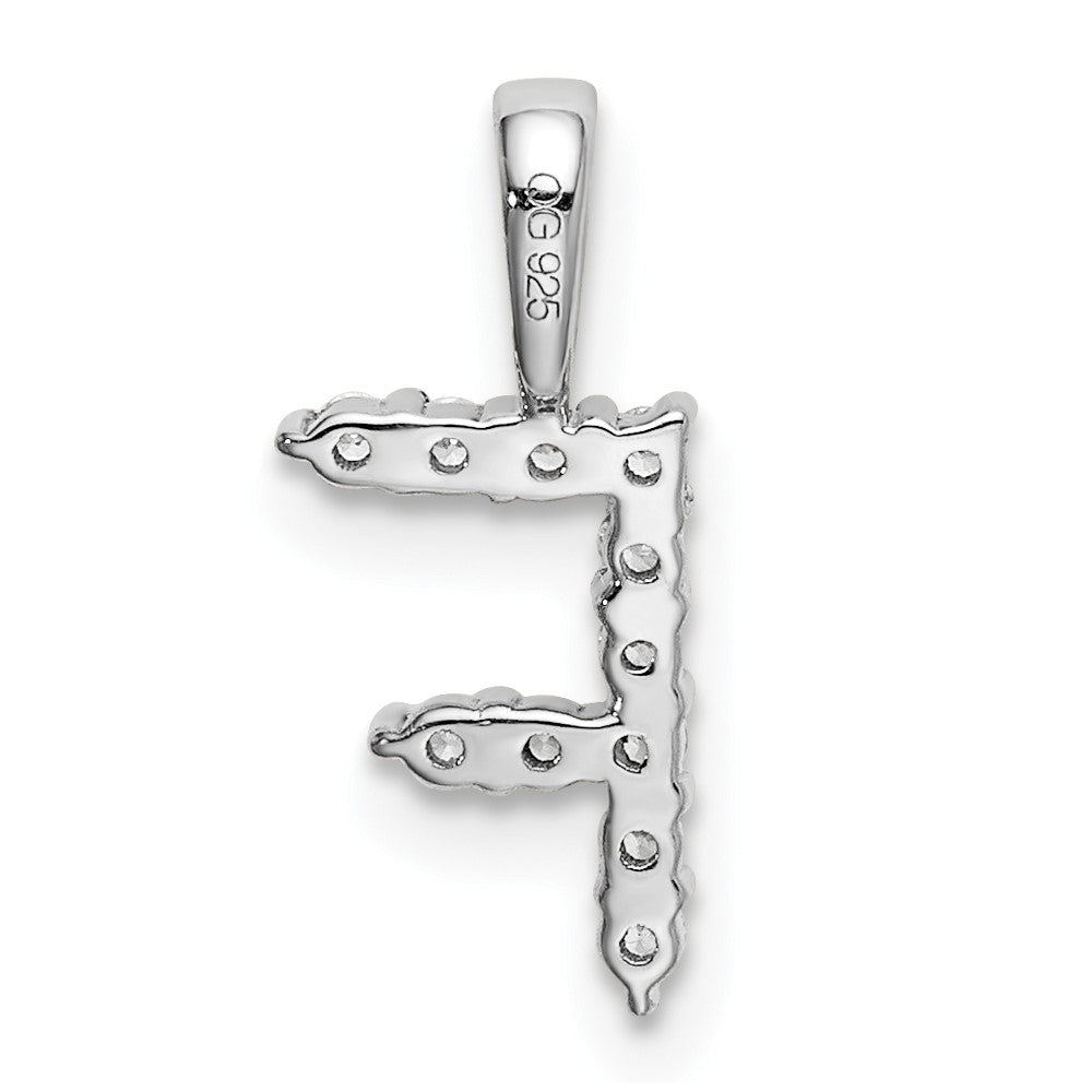 14K White Gold Lab Grown VS/SI FGH Dia Letter F Initial Pendant