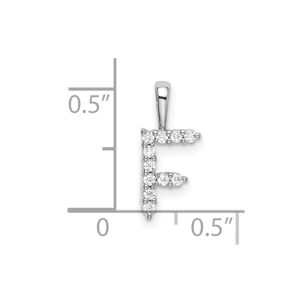 14K White Gold Lab Grown VS/SI FGH Dia Letter F Initial Pendant