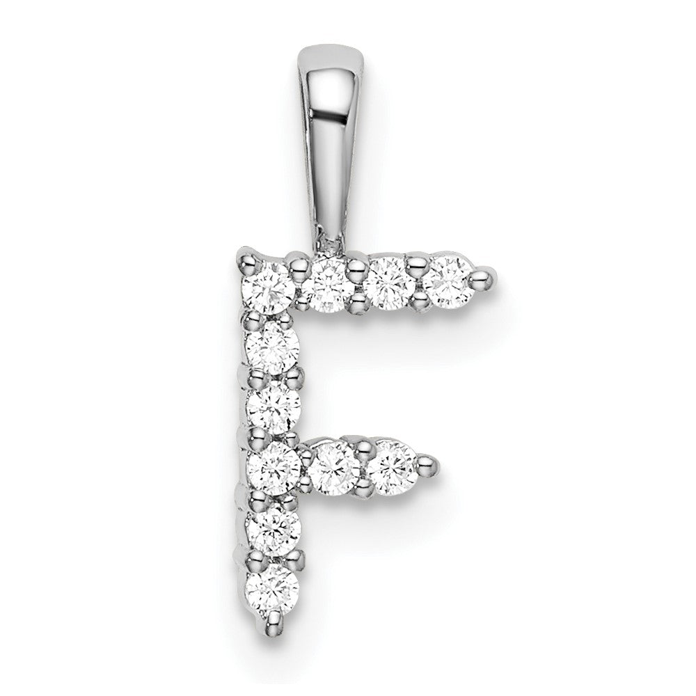 14K White Gold Lab Grown VS/SI FGH Dia Letter F Initial Pendant