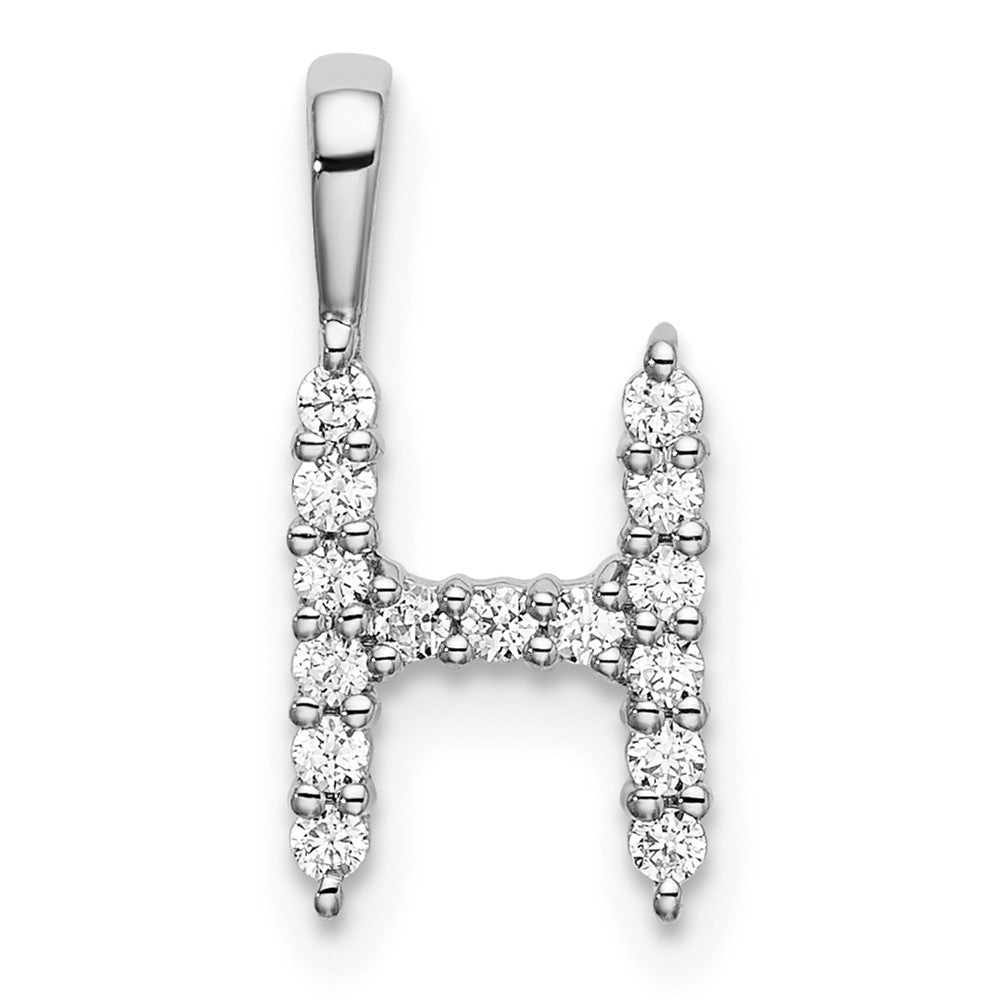 14K White Gold Lab Grown VS/SI FGH Dia Letter Hnitial Pendant