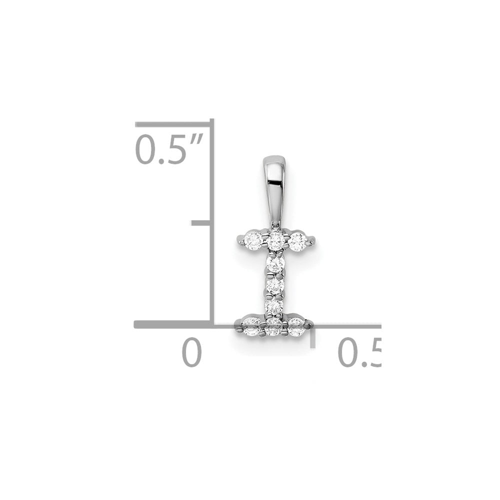 14K White Gold Lab Grown VS/SI FGH Dia Letter I Initial Pendant