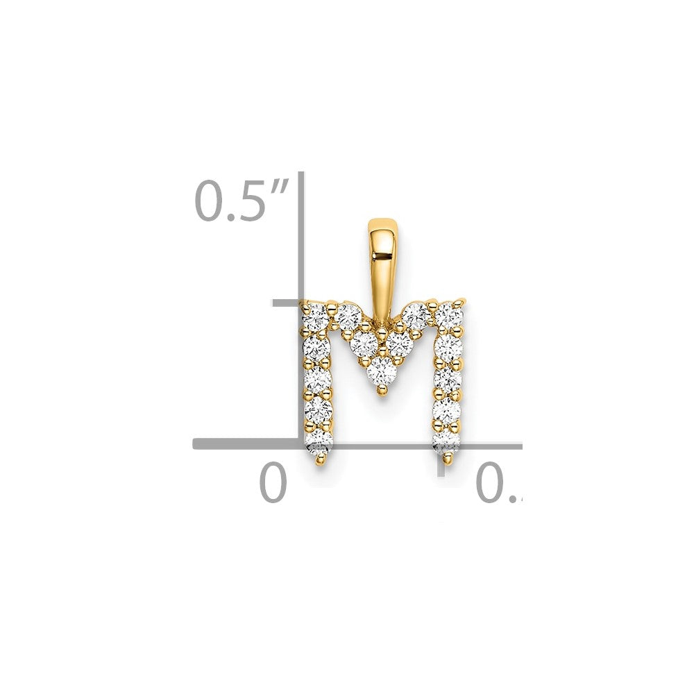 14K Lab Grown VS/SI FGH Dia Letter M Initial Pendant