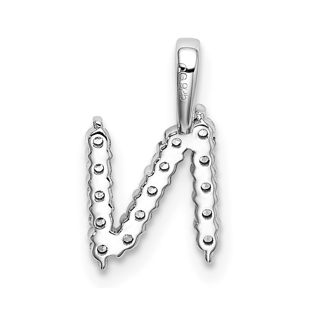 14K White Gold Lab Grown VS/SI FGH Dia Letter N Initial Pendant