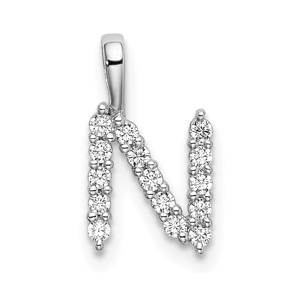 14K White Gold Lab Grown VS/SI FGH Dia Letter N Initial Pendant