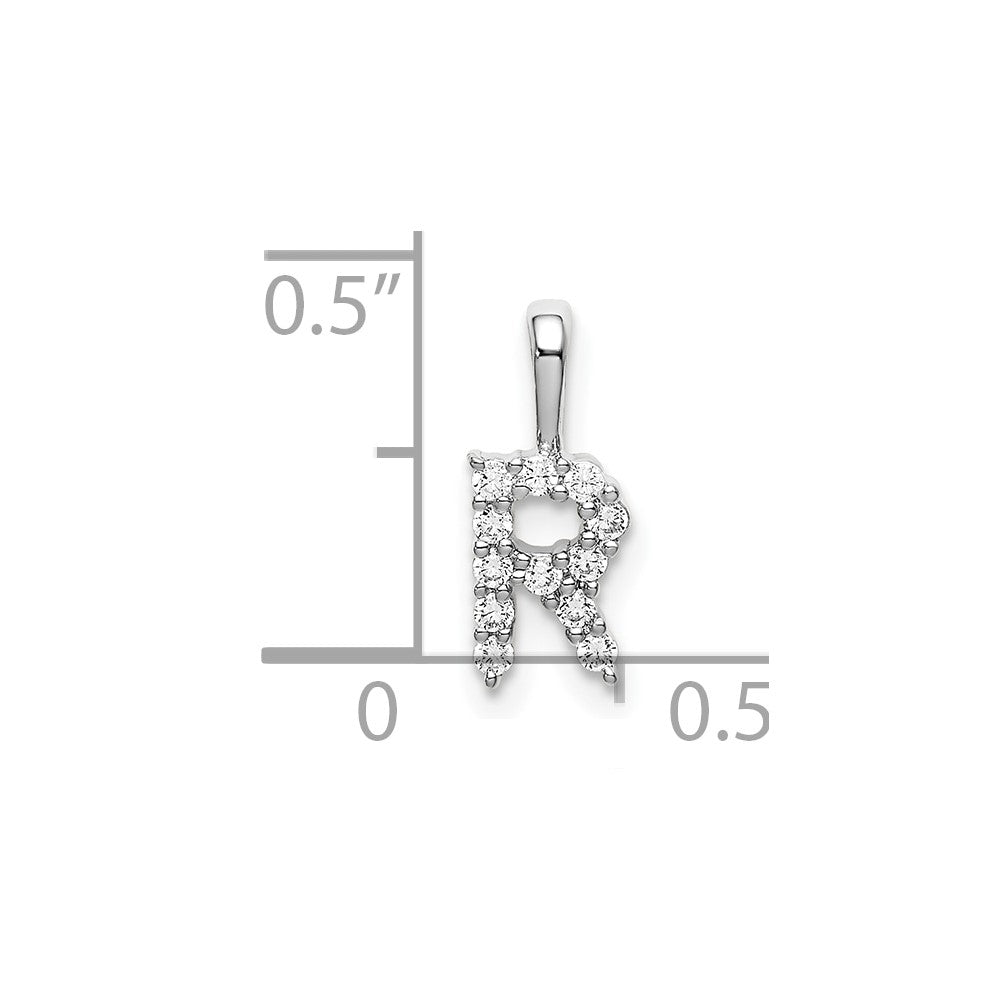 14K White Gold Lab Grown VS/SI FGH Dia Letter R Initial Pendant