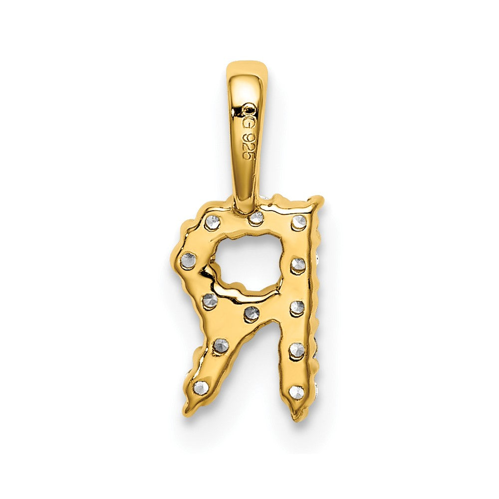 14K Lab Grown VS/SI FGH Dia Letter R Initial Pendant