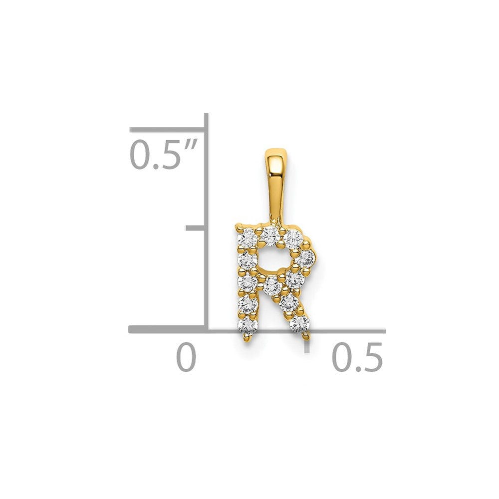 14K Lab Grown VS/SI FGH Dia Letter R Initial Pendant