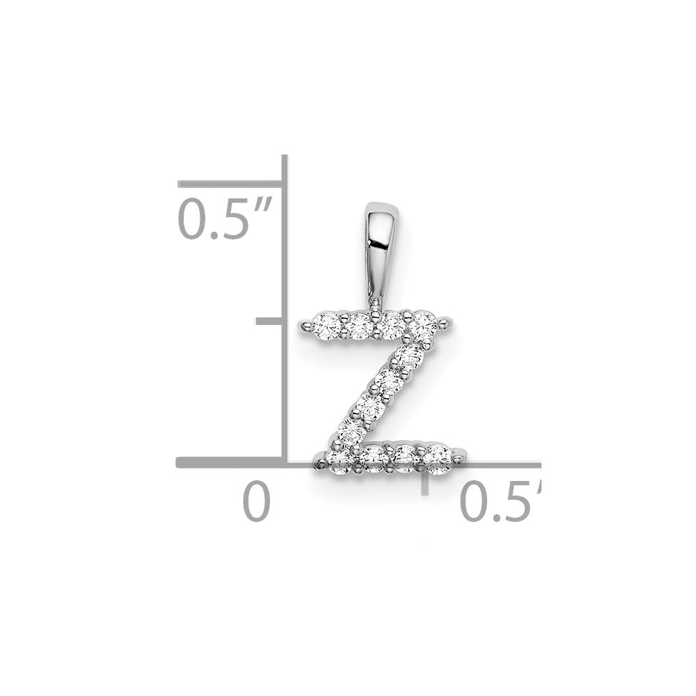 14K White Gold Lab Grown VS/SI FGH Dia Letter Z Initial Pendant