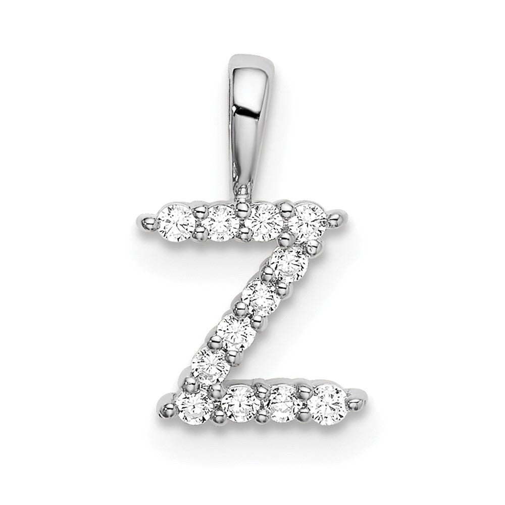 14K White Gold Lab Grown VS/SI FGH Dia Letter Z Initial Pendant