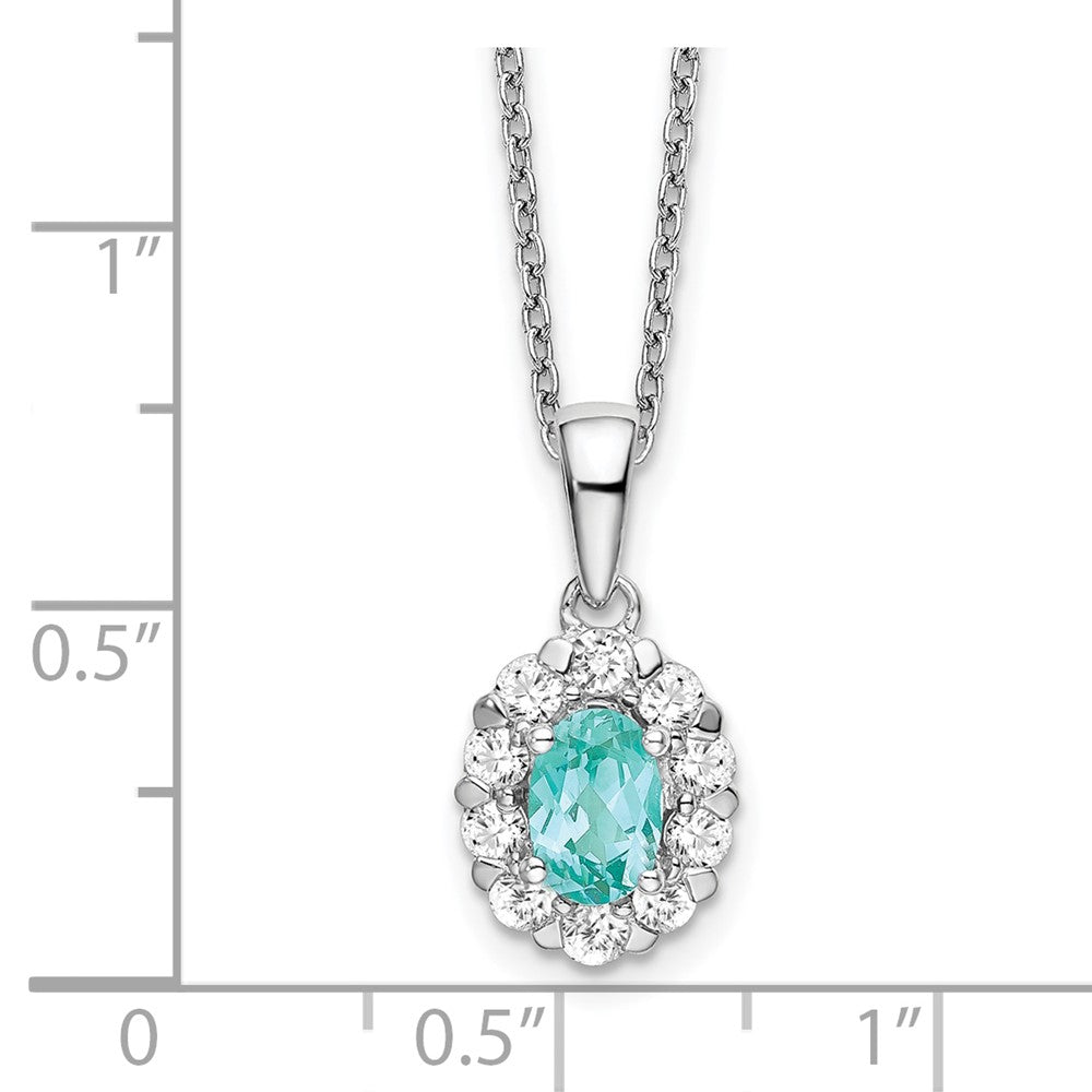 14K White Gold Lab Grown VS/SI FGH Dia & Cr Paraiba Pendant Necklace